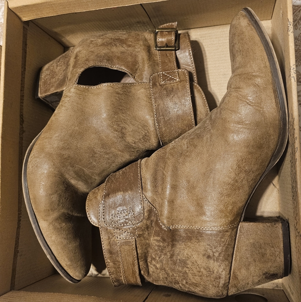 Free People Brown Cutout Ankle Booties